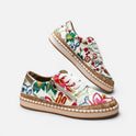 Orthopedic Sneakers Lace Up Side Zip Floral Casual Shoes