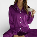 Women's Pajama Set – Satin, Long Sleeve