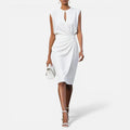 Sheath Dress Ruched Sleeveless Keyhole Neckline