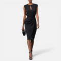 Sheath Dress Ruched Sleeveless Keyhole Neckline