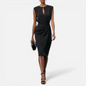 Sheath Dress Ruched Sleeveless Keyhole Neckline