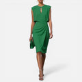 Sheath Dress Ruched Sleeveless Keyhole Neckline