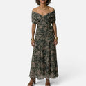 Women's Midi Dress – Floral, Wrap, V-Neck
