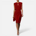 Sheath Dress Ruched Sleeveless Keyhole Neckline