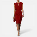 Sheath Dress Ruched Sleeveless Keyhole Neckline