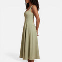 Women's Midi Dress – Sleeveless, Square Neck