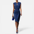 Sheath Dress Ruched Sleeveless Keyhole Neckline