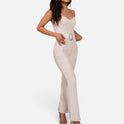 Sequin Jumpsuit Wide Leg Sleeveless Sweetheart Neckline