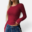 Fuzzy Knit Crew Neck Long Sleeve Sweater