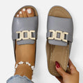 Slip On Sandals Open Toe Metal Detail