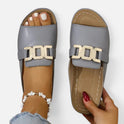 Orthopedic Slip On Sandals Open Toe Metal Detail