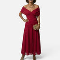 Women's Midi Dress – Floral, Wrap, V-Neck