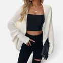 Open Front Ribbed Knit Long Sleeve Cardigan