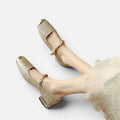Orthopedic Mary Jane Shoes Square Toe Embossed Buckle Strap