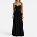 Maxi Dress Ruched Sleeveless Square Neck