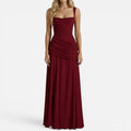 Maxi Dress Ruched Sleeveless Square Neck