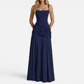 Maxi Dress Ruched Sleeveless Square Neck