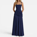 Maxi Dress Ruched Sleeveless Square Neck