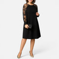 Knee Length Dress Lace Sleeve Round Neck Long Sleeve