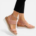 Wedge Sandals Elastic Strap Open Toe Cross Strap