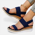 Wedge Sandals Elastic Strap Open Toe Cross Strap