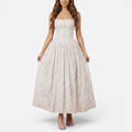 Floral Wedding Guest Midi Dress with Spaghetti Straps