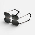 Rimless Sunglasses Rectangular Metal Frame Eyewear