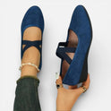 Cross Strap Wedge Ballet Flats
