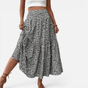 Maxi Skirt Relaxed Fit Tiered Floral Print