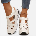 Orthopedic Platform Sandals Cutout PU Hook and Loop Strap