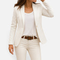 Single Button Long Sleeve Notched Lapel Blazer