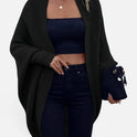 Open Front Ribbed Knit Long Sleeve Cardigan