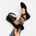 Cross Strap Wedge Ballet Flats