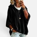 Oversized Hoodie Velvet Three Quarter Sleeve Drawstring