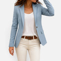 Single Button Long Sleeve Notched Lapel Blazer