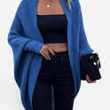 Open Front Ribbed Knit Long Sleeve Cardigan