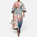 Elegant Floral Midi Wedding Dress with Wide Sleeves