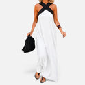 Maxi Dress Halter Neck Sleeveless Color Block