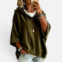 Oversized Hoodie Velvet Three Quarter Sleeve Drawstring