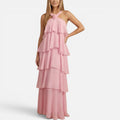 Wedding Tiered Maxi Dress with Halter Neck