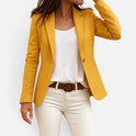 Single Button Long Sleeve Notched Lapel Blazer