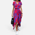 Wrap Dress Tie Waist Short Sleeve Floral V Neck