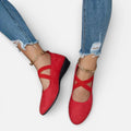 Cross Strap Wedge Ballet Flats