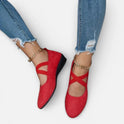 Cross Strap Wedge Ballet Flats