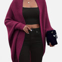 Open Front Ribbed Knit Long Sleeve Cardigan