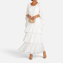 Layered Round Neck Sheer Sleeve Maxi Dress