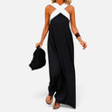 Maxi Dress Halter Neck Sleeveless Color Block