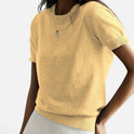 Short Sleeve Sweater Ribbed Knit Crew Neck