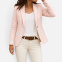 Single Button Long Sleeve Notched Lapel Blazer