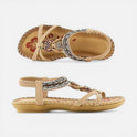 Orthopedic Sandals Beaded Strappy Open Toe Boho Detail